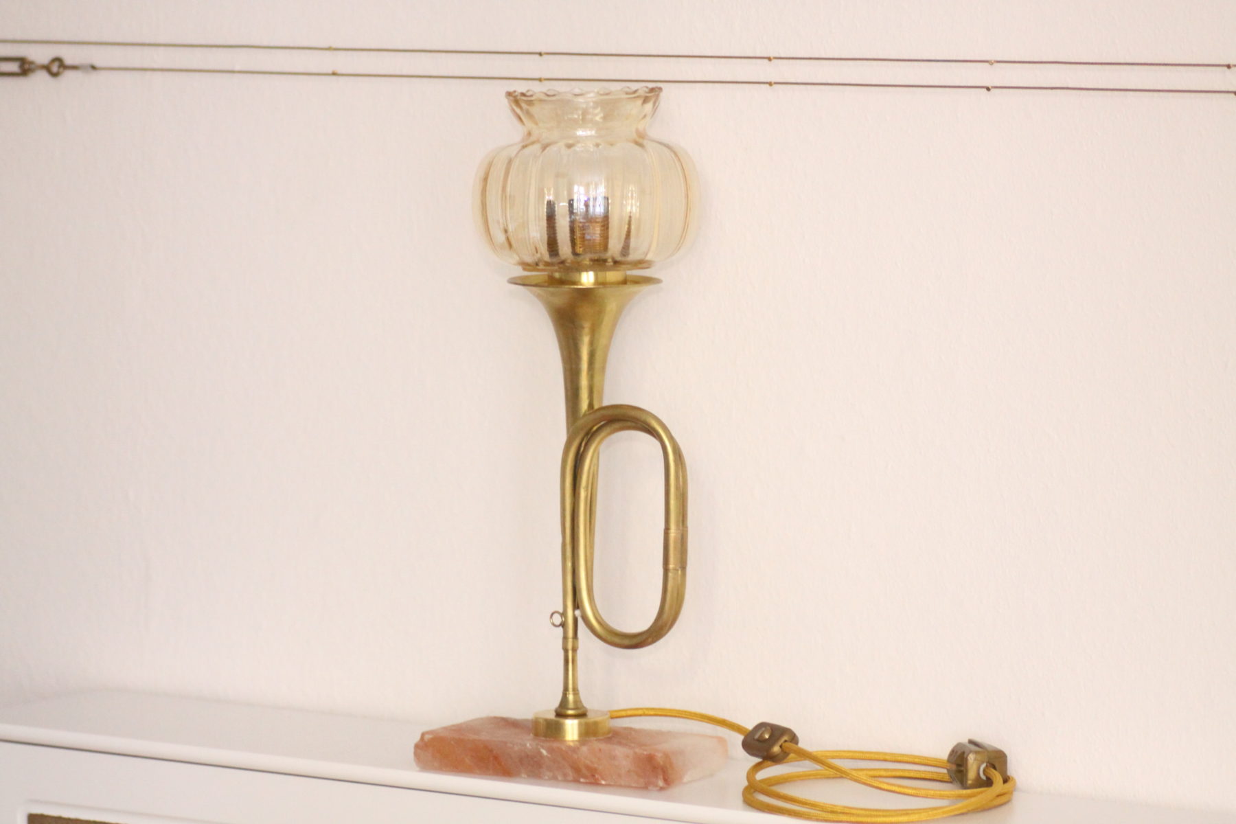 Signalhorn Lampe Design Tischleuchte Trompetenlampe Einzelstück #003b