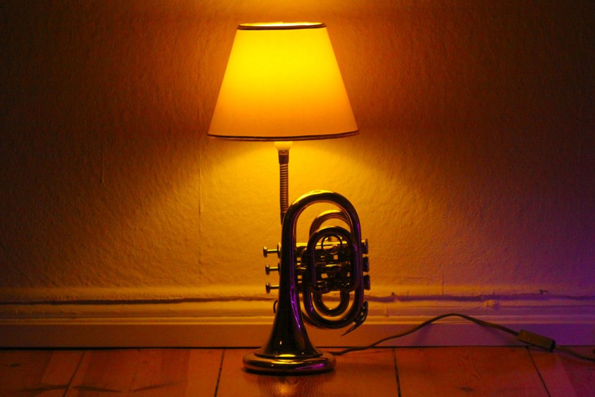 Trumpet lamp pocket gold table lamp handmade #29