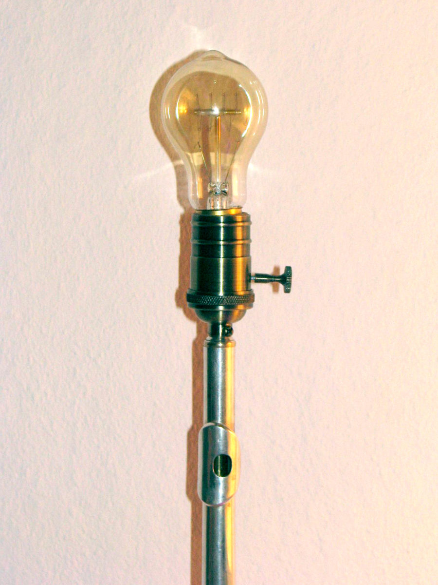 Querflöte Stehlampe Beton Edison Glühbirne Fassung mit Schalter Silber/Grau
