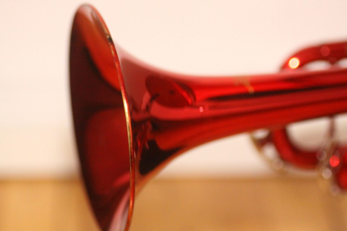 Trompetenlampe Rot Schwarz Ziegelstein Unikat Handarbeit Trompete 33A