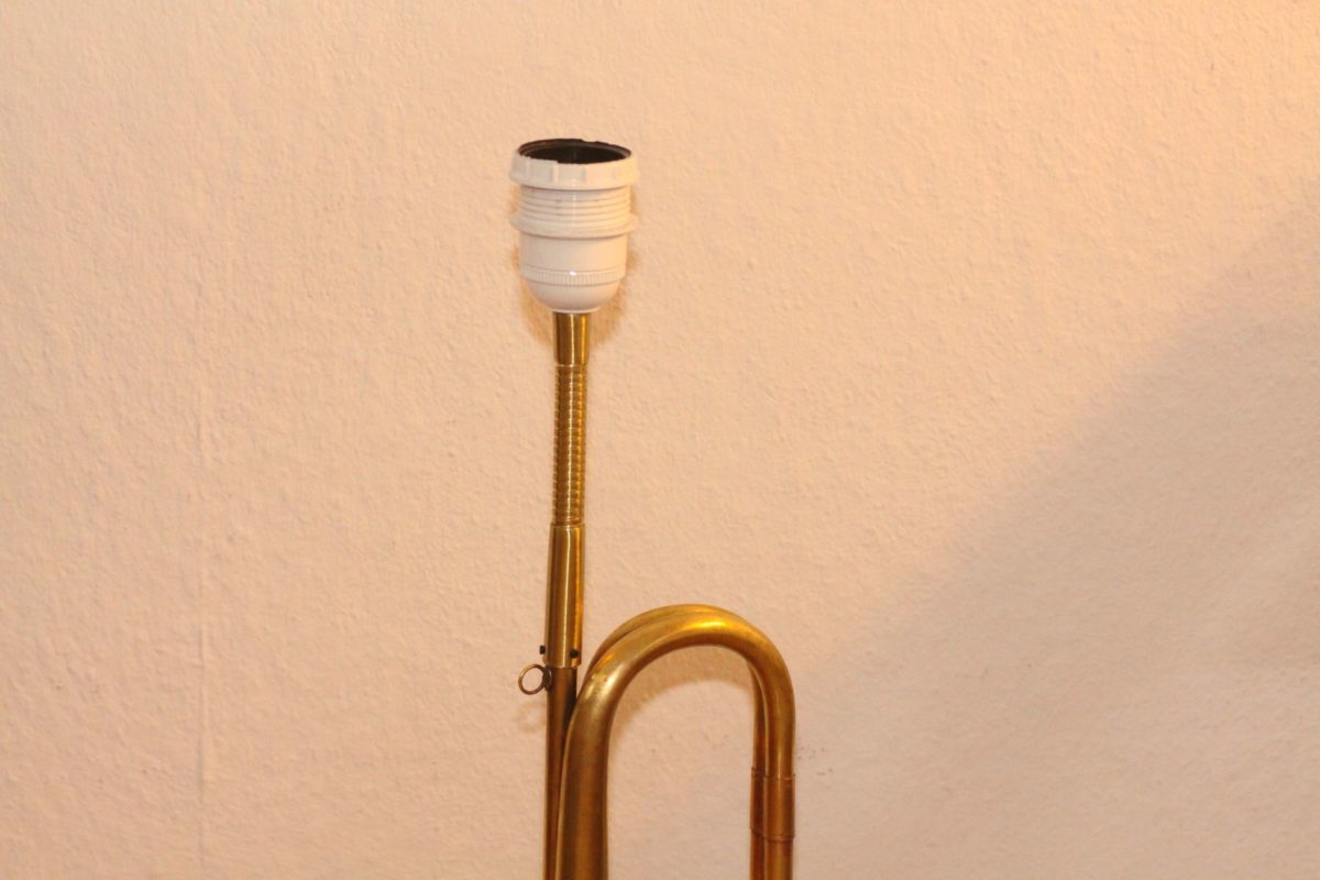Trumpet Lamp Horn Lamp Wooden Slice Black Gold Handwork LED RGB Remote Control 34B