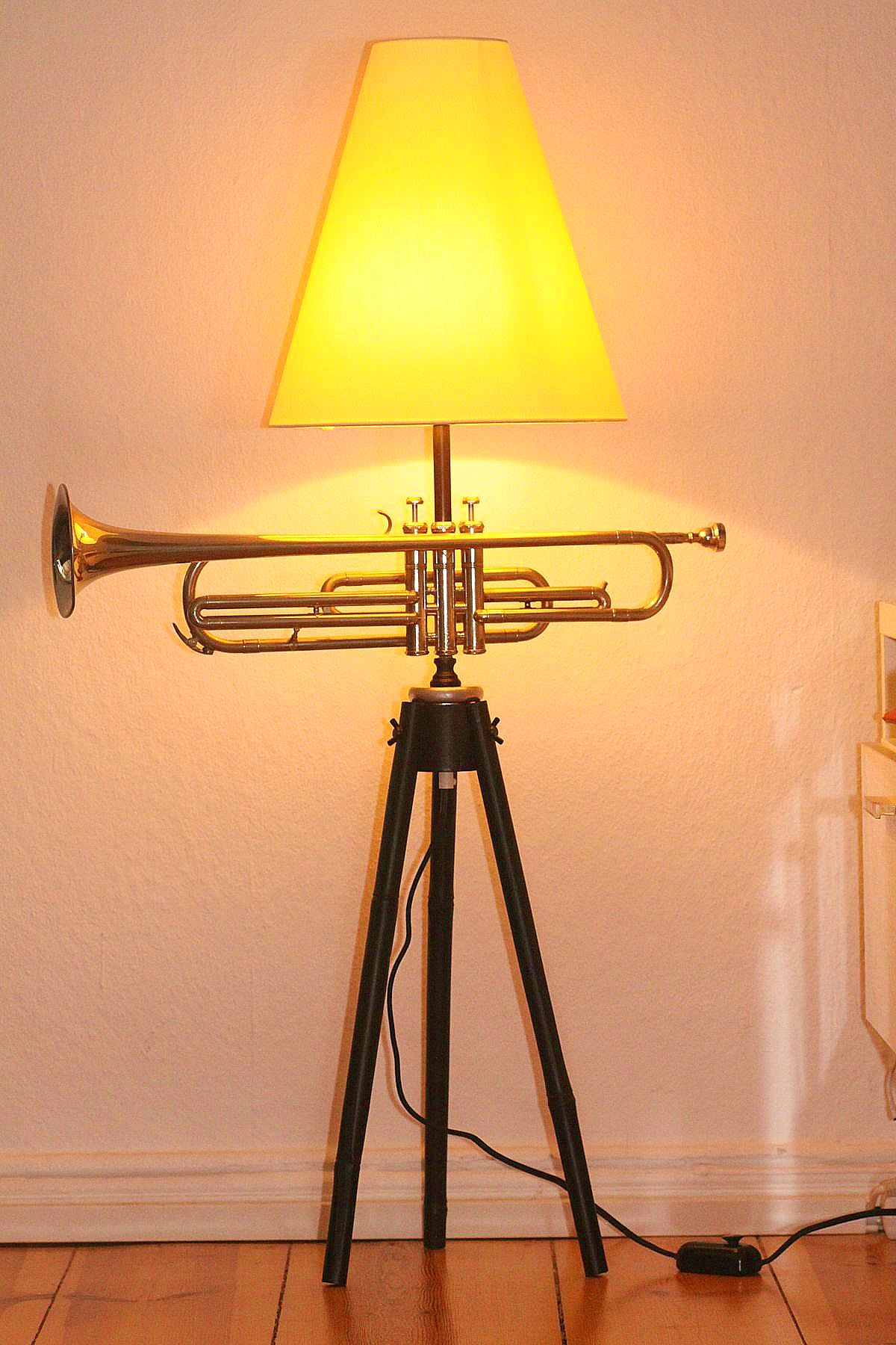Trumpet lamp floor lamp black silver beige switched