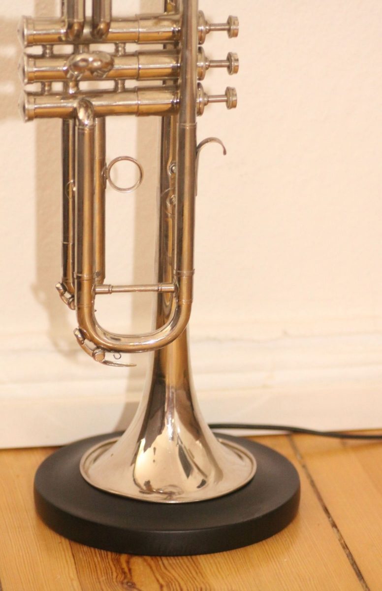 Trumpet lamp floor lamp silver Edison lightbulb