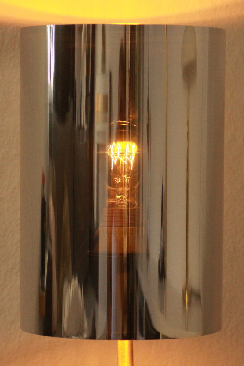 Trompetenlampe Stehlampe Silber Schwarz Edison Glühbirne Nachhaltig
