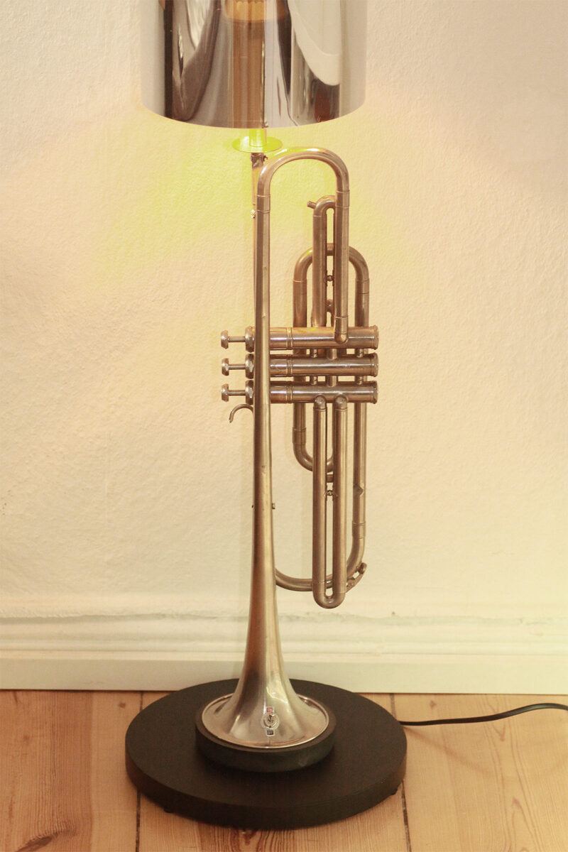 Trumpet Lamp Floor Lamp Silver Black Edison Light Bulb Sustainable