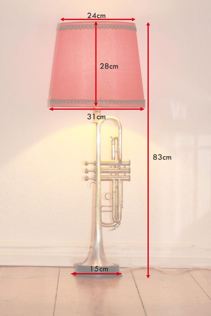 Trumpet lamp floor lamp gold-silver red vintage handmade 40B