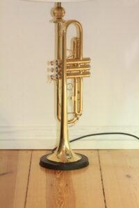Trumpet lamp floor lamp brass gold beige black design