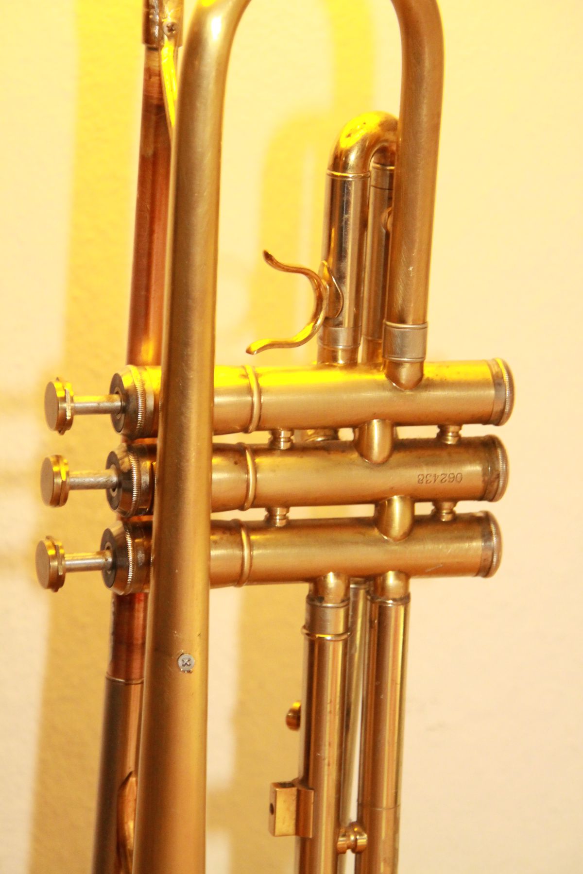 Trompetenlampe Stehlampe Gold Nachhaltig Design Unikat Trompete Ventile 43B
