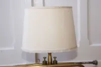 Trompetenlampe Stehlampe Holzbalken Massiv Retro Vintage