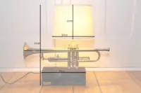 Trompetenlampe Stehlampe Holzbalken Massiv Retro Vintage