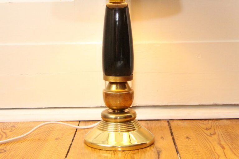 Stehleuchte Stehlampe Keramik Gold Schwarz 52cm 80er J Retro