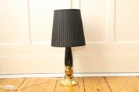 Stehleuchte Stehlampe Keramik Gold Schwarz 52cm 80er J Retro