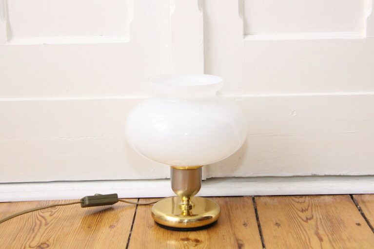 Tischlampe Tischleuchte Messing Glasschirm 23cm 90er J Retro