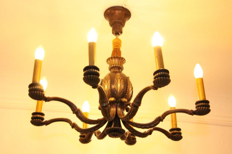 Kronleuchter Deckenlampe Achtflammig Messing 70/80er J Vintage Retro