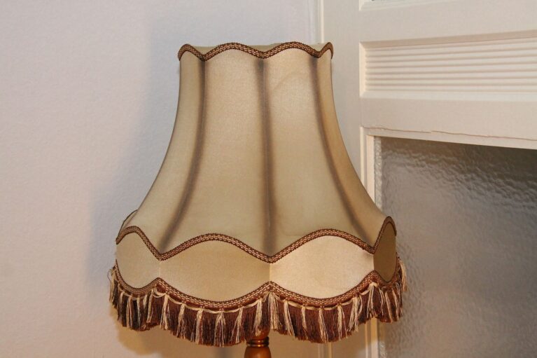Stehlampe Metall Holz Beige Braun 157cm Fransen 90er J Vintage
