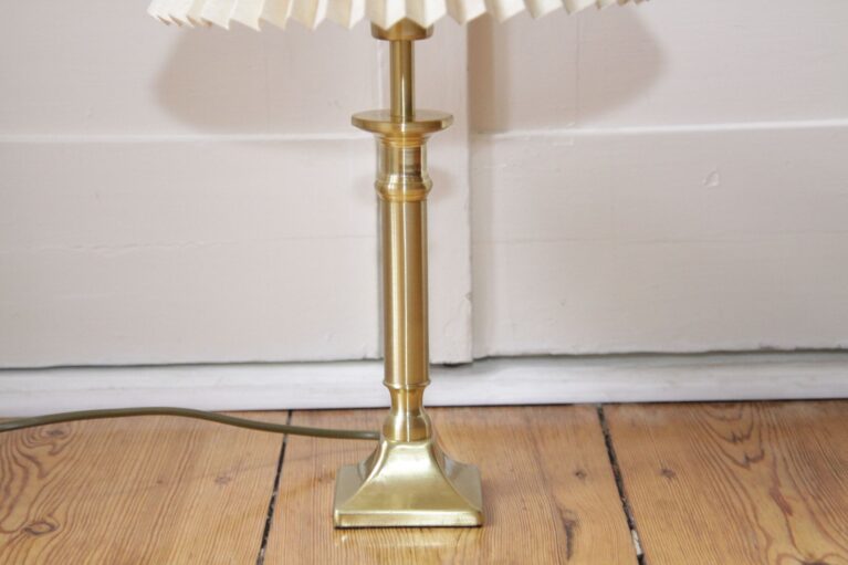 Tischlampe Tischleuchte Messing Beige 90er Jahre Retro