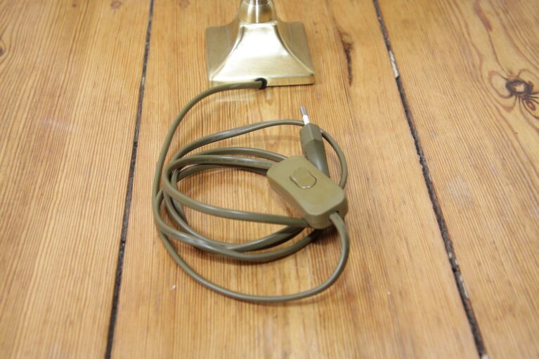 Tischlampe Tischleuchte Messing Beige 90er Jahre Retro