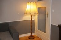 Stehlampe Holz Beige Braun 163cm Fransen 90er J Vintage