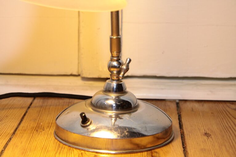 Schreibtischlampe Tischlampe Silber Industriedesign 60-70er Jahre