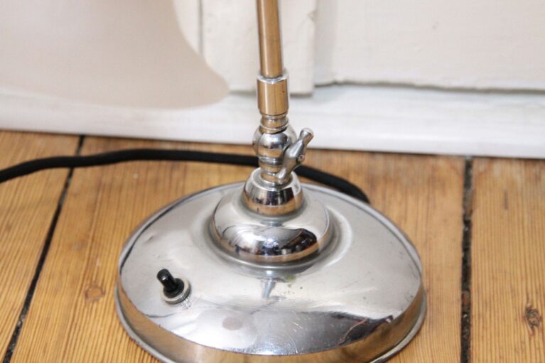 Schreibtischlampe Tischlampe Silber Industriedesign 60-70er Jahre