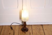 Tischleuchte Tischlampe Holz Glasschirm 70er J Retro Vintage