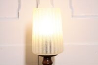 Tischleuchte Tischlampe Holz Glasschirm 70er J Retro Vintage