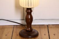 Tischleuchte Tischlampe Holz Glasschirm 70er J Retro Vintage