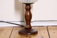 Tischleuchte Tischlampe Holz Glasschirm 70er J Retro Vintage