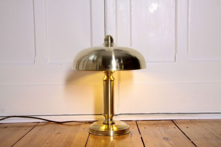 ART DECO Tischlampe Messing Matt Gebürstet Vintage 70er Jahre