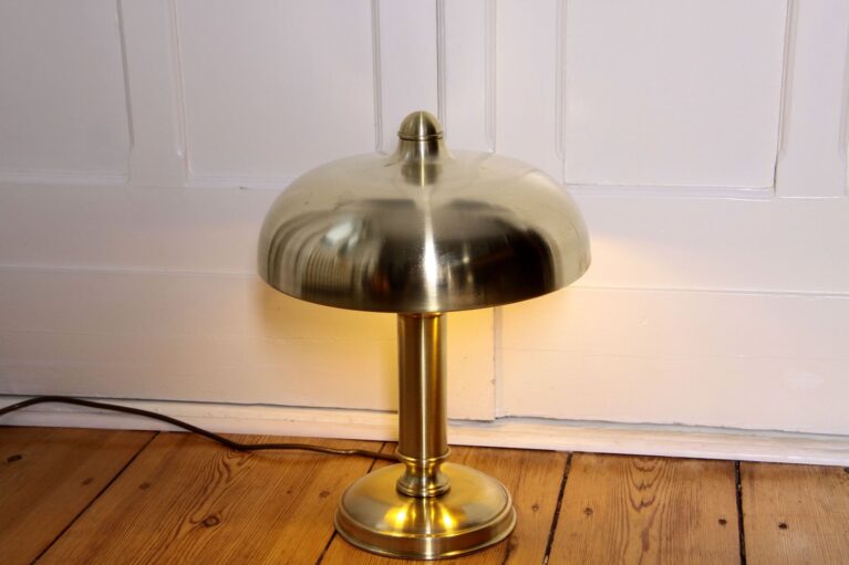 ART DECO Tischlampe Messing Matt Gebürstet Vintage 70er Jahre