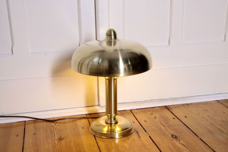 ART DECO Tischlampe Messing Matt Gebürstet Vintage 70er Jahre