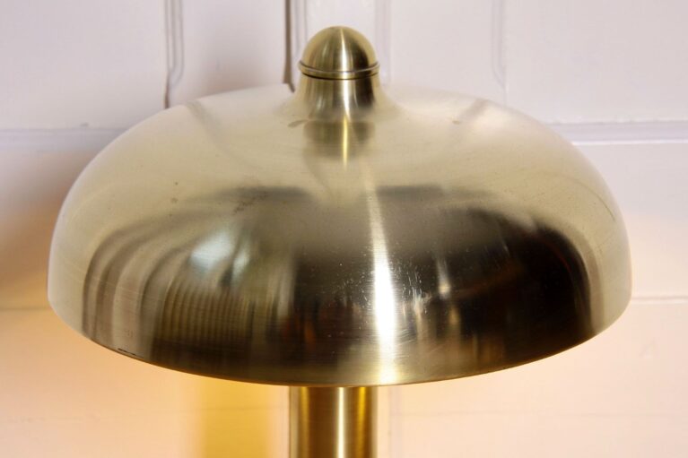 ART DECO Tischlampe Messing Matt Gebürstet Vintage 70er Jahre