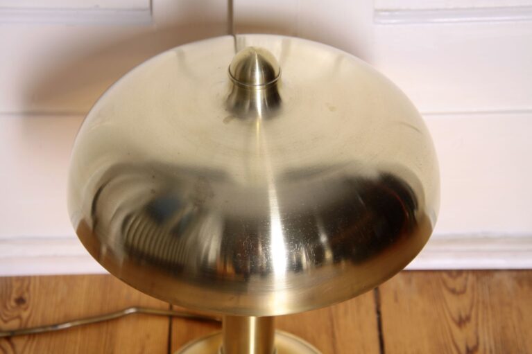 ART DECO Tischlampe Messing Matt Gebürstet Vintage 70er Jahre