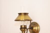 Wandlampe Messing Zylinderglas Zugschalter 70er J Retro