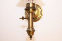 Wandlampe Messing Zylinderglas Zugschalter 70er J Retro