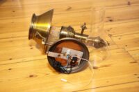 Wandlampe Messing Zylinderglas Zugschalter 70er J Retro