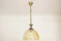 Hängelampe Deckenlampe Messing Glasschirm Creme Retro Vintage