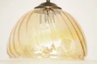 Hängelampe Deckenlampe Messing Glasschirm Creme Retro Vintage