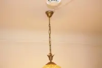 Hängelampe Deckenlampe Messing Glasschirm Creme Retro Vintage