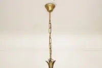 Hängelampe Deckenlampe Messing Glasschirm Creme Retro Vintage