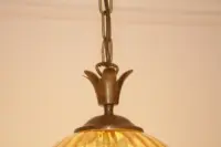 Hängelampe Deckenlampe Messing Glasschirm Creme Retro Vintage