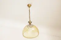 Hängelampe Deckenlampe Messing Glasschirm Creme Retro Vintage