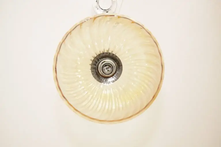 Hängelampe Deckenlampe Messing Glasschirm Creme Retro Vintage