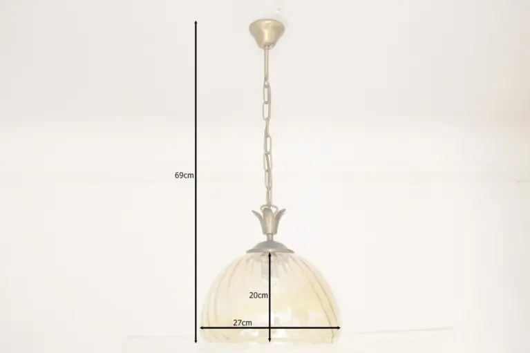 Hängelampe Deckenlampe Messing Glasschirm Creme Retro Vintage