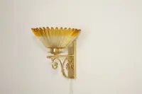 Wandlampe Wandleuchte Messing Glasschirm 80er Jahre Vintage