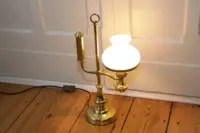 ART DECO Tischlampe Messing Petroleumglas 80er J Vintage