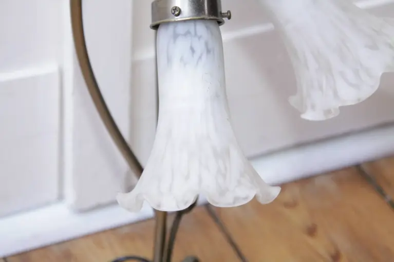 Tischlampe Tischleuchte Messing Antik Silber Glasschirme 70er Jahre