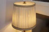 Stehlampe Stehleuchte Holz Braun Beige Grau 167cm Fransen 70er J Vintage