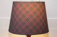 Tischlampe Tischleuchte 43cm Holz Textil Kariert 80er J Vintage