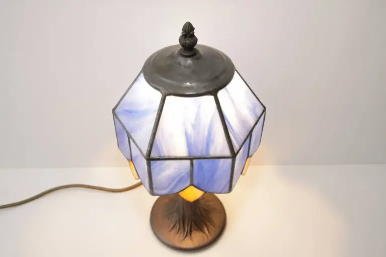 Tischleuchte Tischlampe Tiffany Messing Massiv Vintage Retro